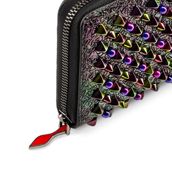2017AW新作 Christian Louboutin ルブタンスーパーコピー 財布 Panettone パテントレザー&スタッズ長財布 Black 3165035B123